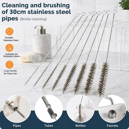 AOXTRMEV 8 Pcs Tube Cleaning Brush Set, Stainless Steel & Brass Wire Brushes (photo 3)