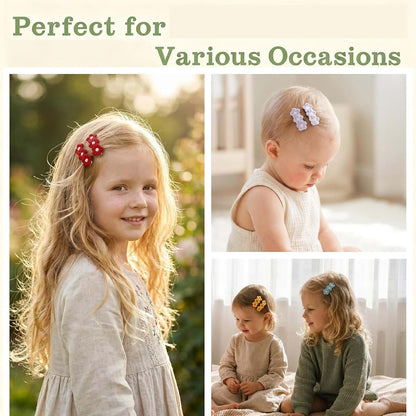 12 Pack Fabric Wrapped Baby Hair Clips with Daisy Design