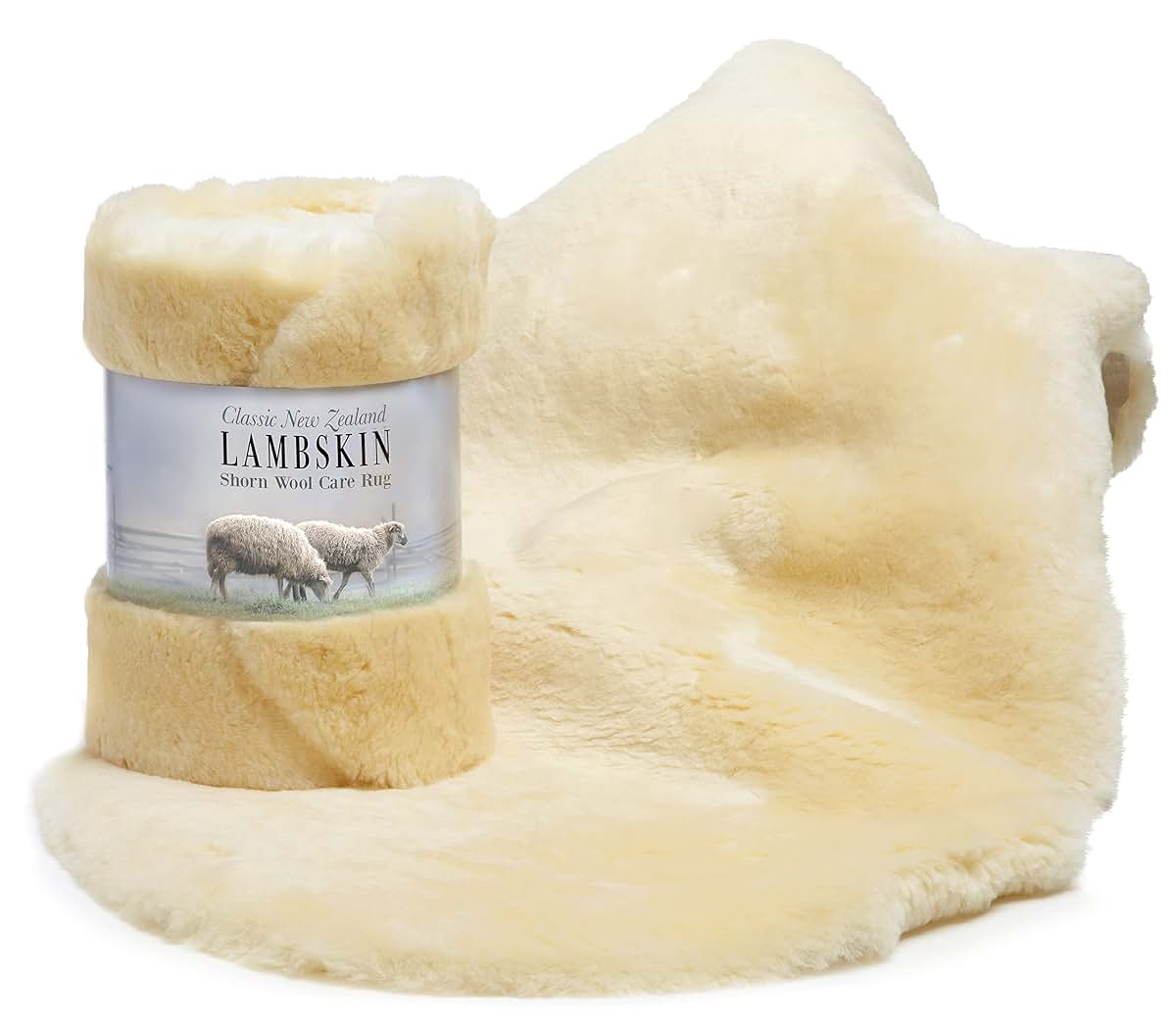 Desert Breeze Distributing Genuine New Zealand Baby Sheepskin, Soft Shorn Wool, Large 34-36 in