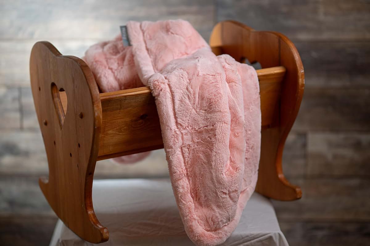 Minky B Minky Baby Blanket Coral Pink Swaddle