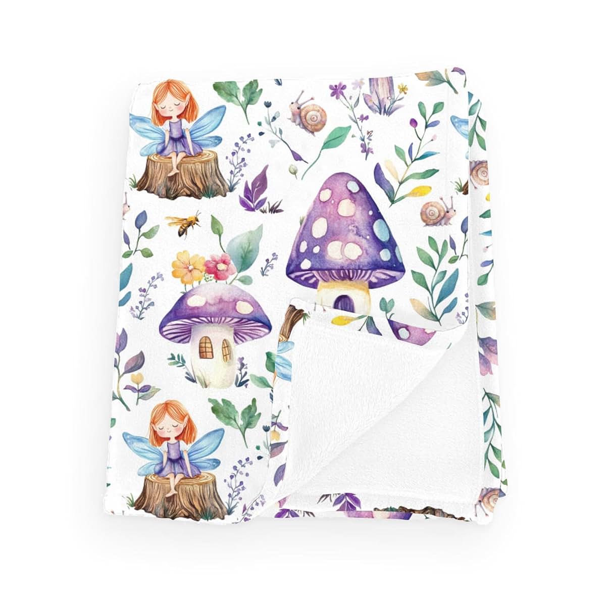 Wicbfdfv Cute Magical Fairies Mushroom Purple Baby Blanket