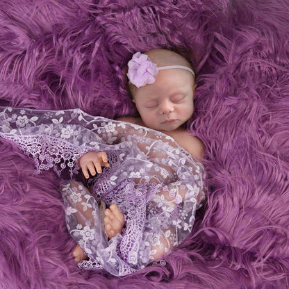 Fealay 3pcs Baby Newborn Photo Props Fluffy Blanket + Wrap + Headband Set Comfortable Newborn Photography Wrap Mat (photo 2)