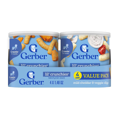 Gerber Stage 3 Lil Crunchies Mild Cheddar Snack 1.48 Oz 4 Pack
