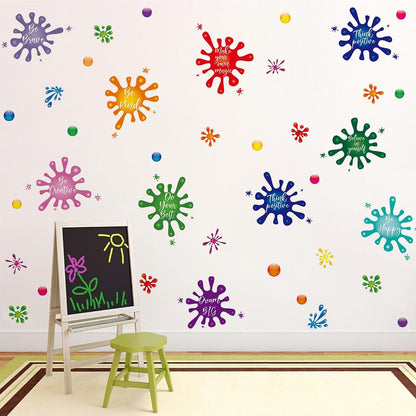 Colorful Inspirational Quote and Splatter Wall Decals for Nursery Room