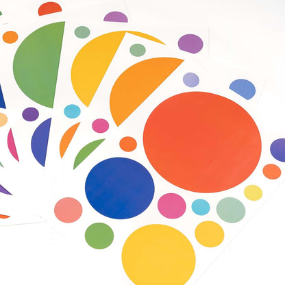 PapaKit Round Polka Dot Confetti Wall Decal Bright And Bold Rainbow 190 Pieces