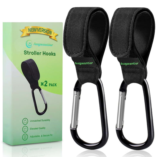 Aguwontior Stroller Hooks For Bags, 2 Pack Adjustable Carabiner Clips