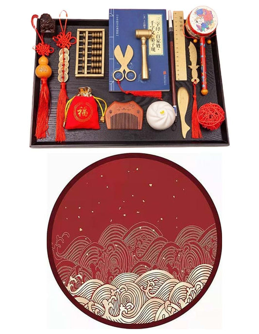 coko penguin 16-Piece Zhuazhou Set 抓周 100cm * 100cm Background Sheet Unique Gifts for Baby's First Birthday Party