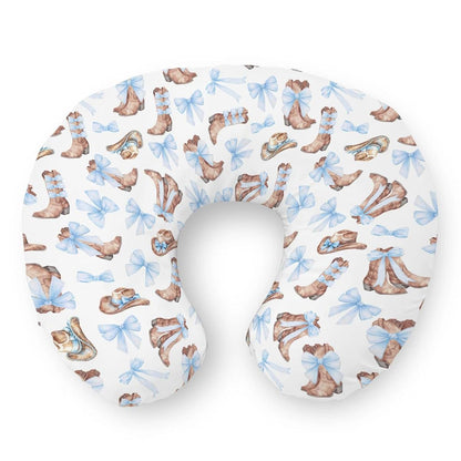 Selgkds Watercolor Blue Cowboy Boots Nursing Pillow Cover