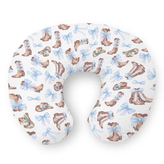 Selgkds Watercolor Blue Cowboy Boots Nursing Pillow Cover