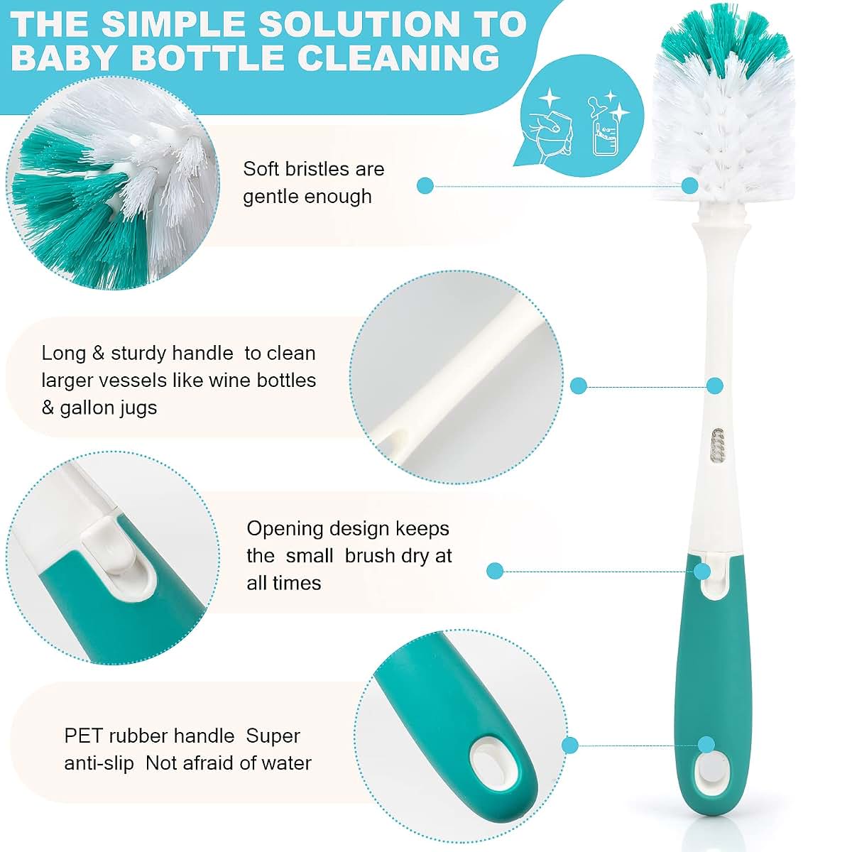 Slaky Long Handle Bottle And Nipple Brush (photo 4)