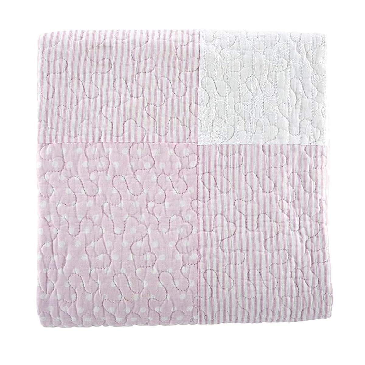 Stephan Baby Heirloom-Quality Pieced Crib Quilt In Pink And White Vintage Dot