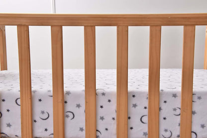 BabyOneStop Microplush Fitted Crib Sheets With Moon And Stars 28 X 52 Inch
