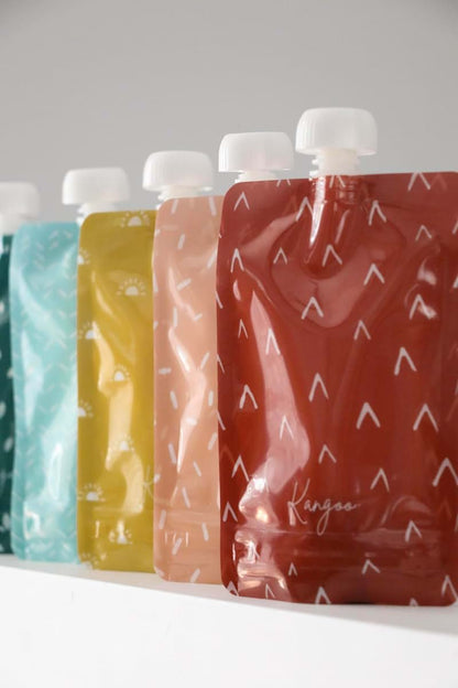 Kangoo Additional Reusable Plastic Food Pouches Caps Pack Of 6