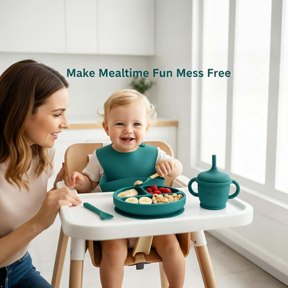 LimeOr Supplies Silicone Baby Feeding Set, 14PCS, Baby plates and bowls Set - Silicone Bibs (photo 3)