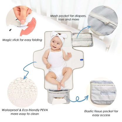 Kagirah Flamingo Fizz Pattern Portable Changing Pad With Built-in Pillow