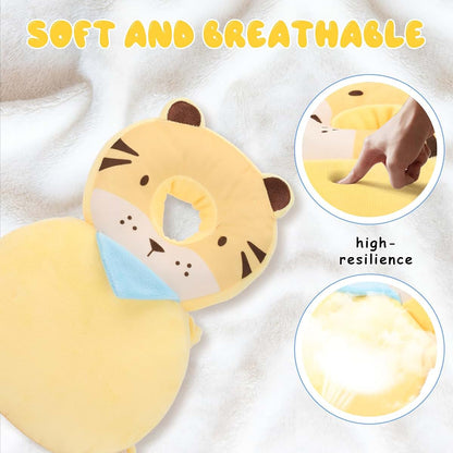BabyOneStop Baby Head Protection Backpack, Soft Crystal Velvet with Cute Tiger Design