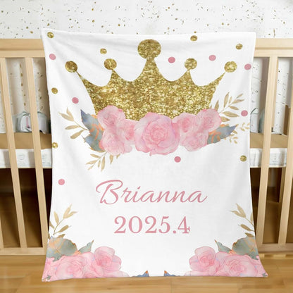 ZHOUSFK Personalized Baby Blanket for Girls Custom Baby Blanket with Name Elephant Floral Customized Baby Blanket Gifts (photo 3)