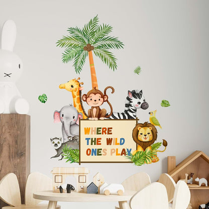 Supzone Jungle Animals Wall Decals