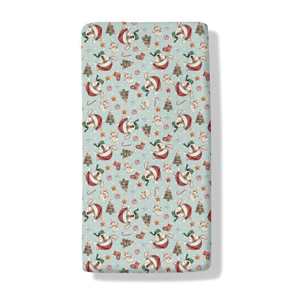Cstdyfrv Christmas Reindeer Santa Hat Snowman Baby Crib Sheets Cute Christmas Deer Trees Candy Standard Crib Toddler