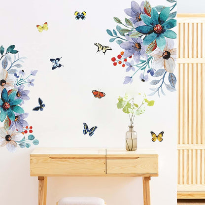 AL Raied Flower Wall Decals Peel And Stick Floral Wall Stickers (photo 2)