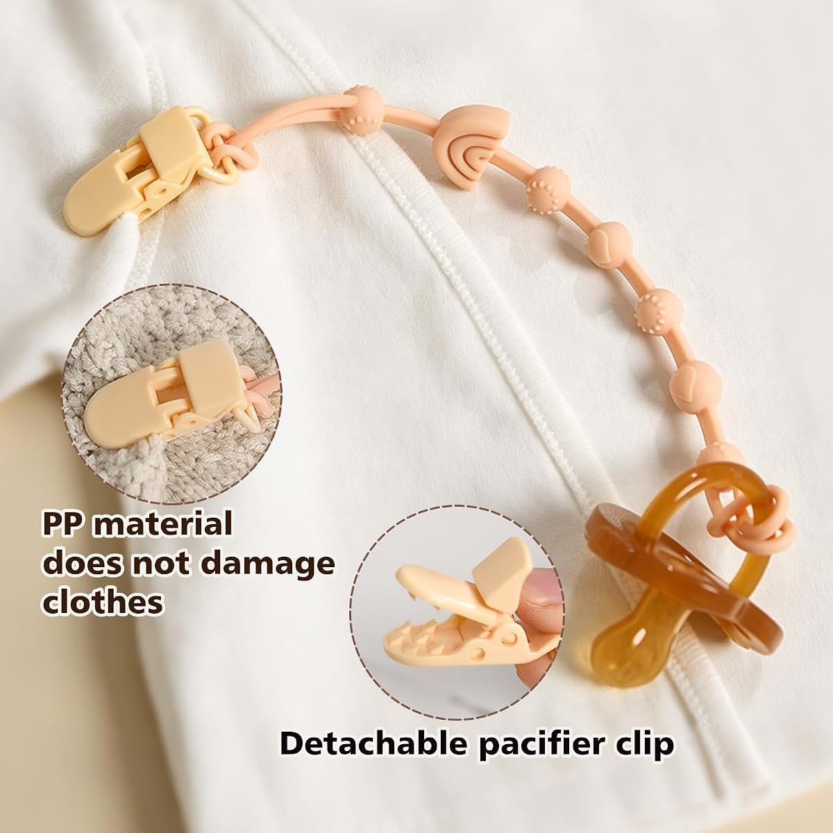 Boniboo Silicone Pacifier Clip Set - 4 Pack Rainbow Toy Holder (photo 4)