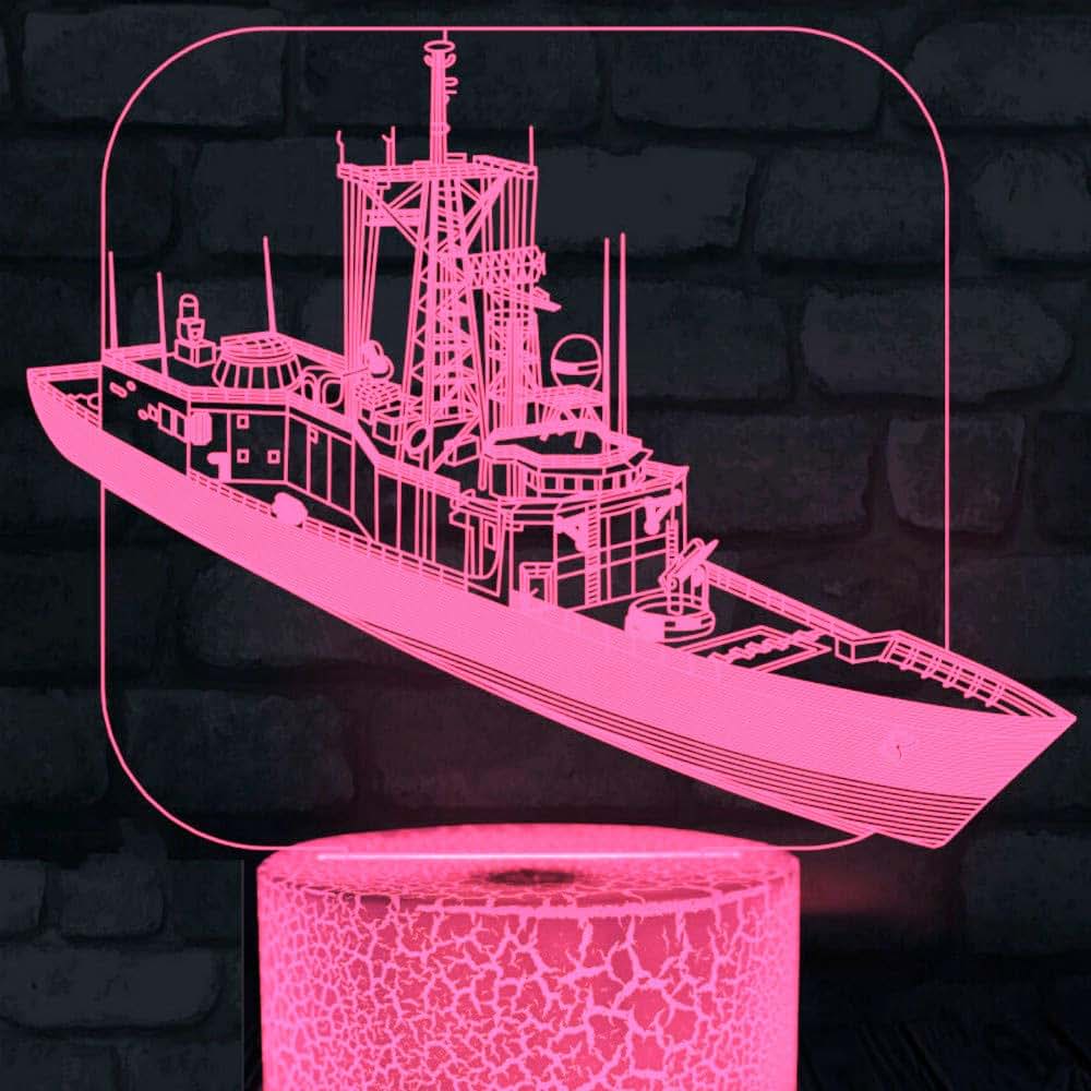 Jinnwell 3D Ship Boat Night Light Lamp Illusion Led Multicolor Table Desk Decoration Lamp (photo 2)