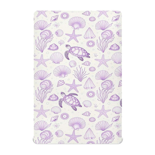 decor gift Muslin Fitted Crib Sheet Coastal Beach Summer Purple Ocean Seashell Bedding for boy 52''x28''