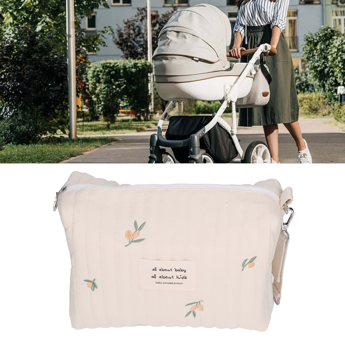 01 02 015 Outdoor Cotton Embroidered Diaper Bag