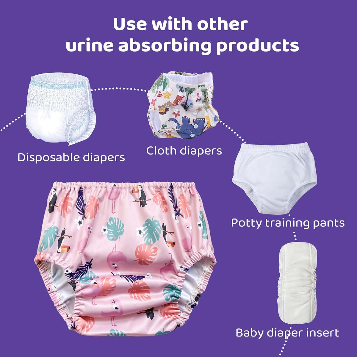 BISENKID 6 Packs Waterproof Plastic Pants for Toddlers Potty Training Pants & Good Elastic and Breathable Diaper Cover (photo 4)