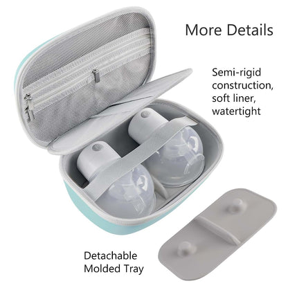 Gowing Wearable Breast Pump Carrying Case, Hard Shell with Removable Tray, Holds 2 Pumps, Blue