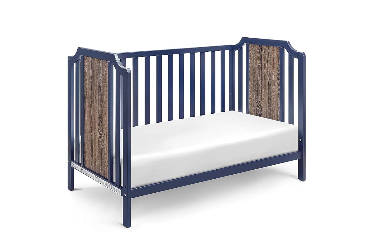 Suite Bebe Brees Convertible Island Crib in Midnight Blue and Vintage Walnut (photo 2)