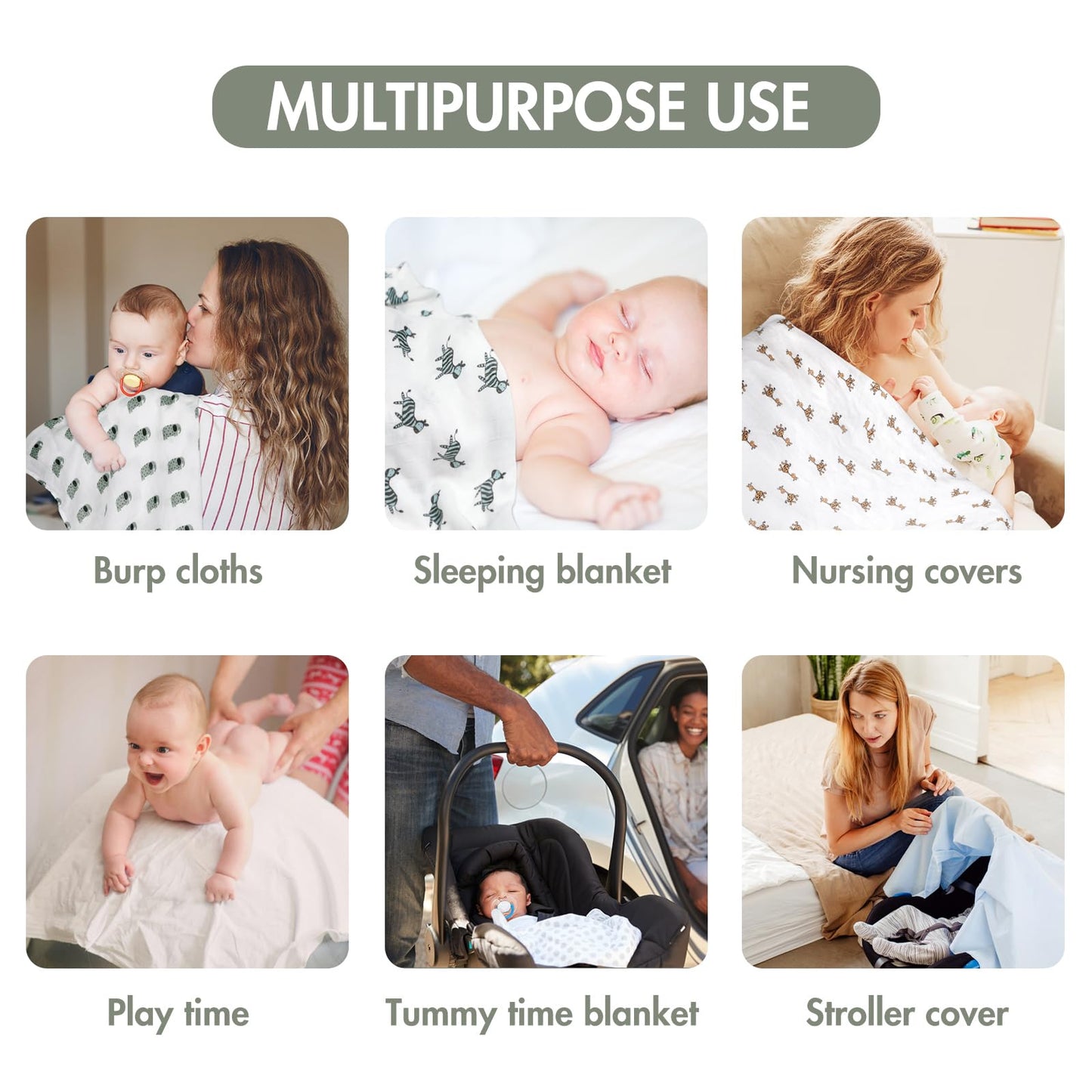 GLLQUEN Muslin Swaddle Blankets 6 Pack