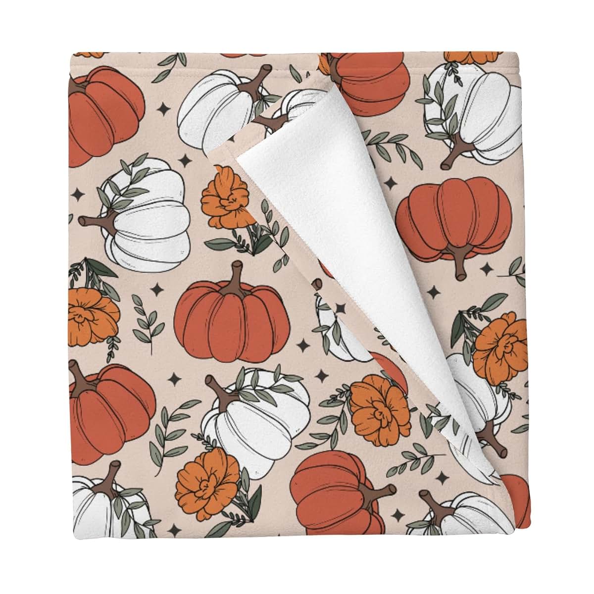Cstdyfrv Boho Fall Pumpkin Floral Baby Blanket