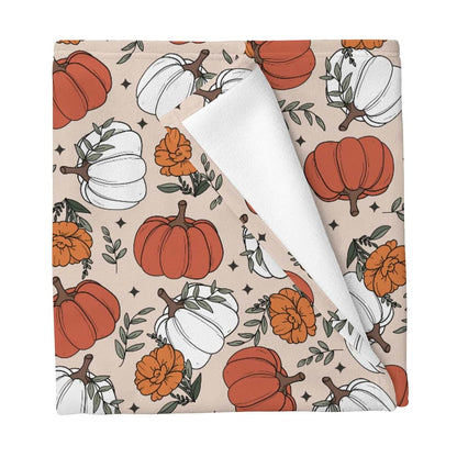 Cstdyfrv Boho Fall Pumpkin Floral Baby Blanket