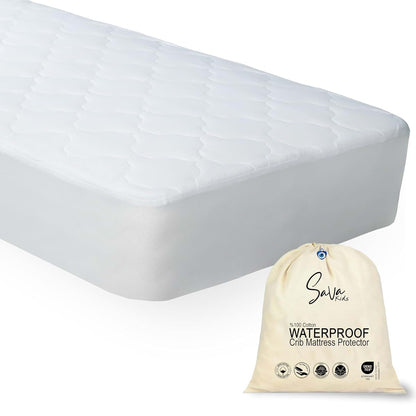 SavaKids Quilted Cotton Waterproof Crib Mattress Protector Sheet