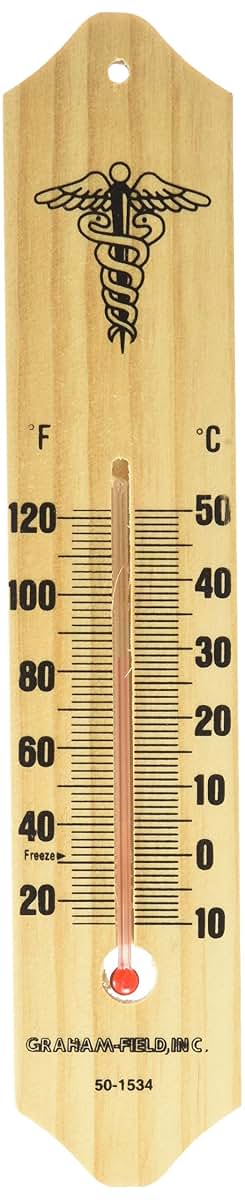 Graham-Field Wooden Framed Room Thermometer, 9-1/2" Long, 1534