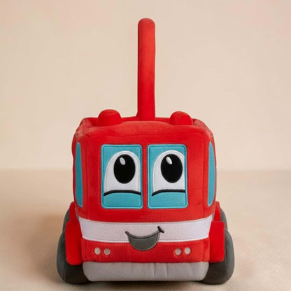 Personalization Universe Fire Truck Plush Easter Basket With Custom Embroidery (photo 4)