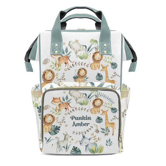 LiSoAkWE Jungle Crown Animals Safari Leaves Customizable Large Capacity Diaper Bag Personalized Name,Waterproof