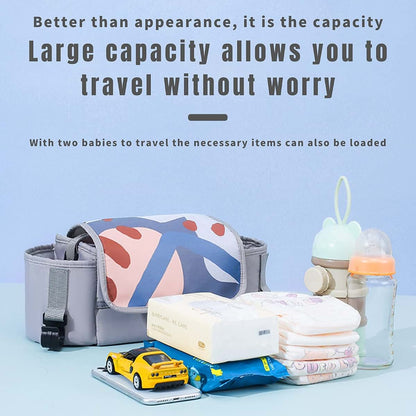 SPINSM Universal Stroller Organizer Bag with Insulated Cup Holder - Easy Access Wipes Pocket - Adjustable Shoulder (photo 2)