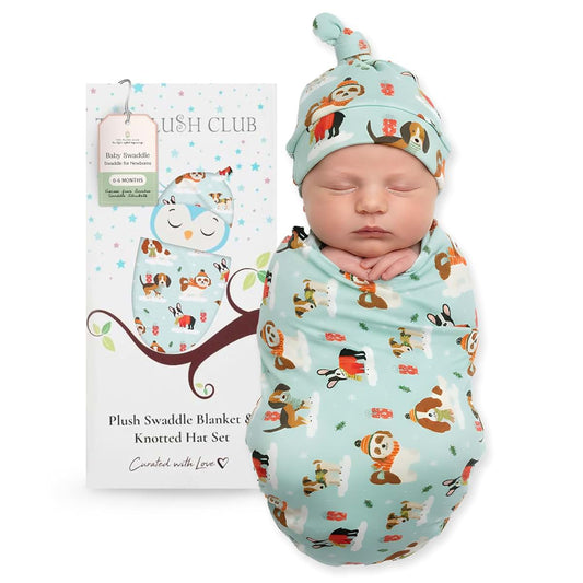 The Plush Club Viscose from Bamboo Swaddle Blankets Puppy Love Blue