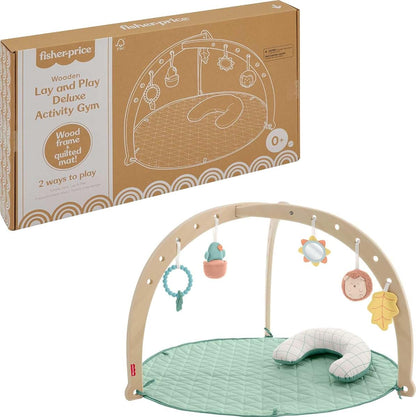 Fisher-Price Wood Baby Playmat Lay & Play Deluxe Activity Gym