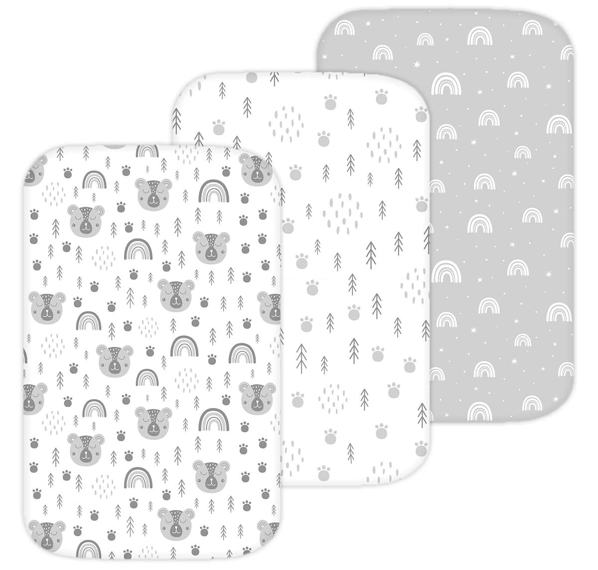Tansy Panda 3-Pack Bassinet Fitted Sheets For Rectangular Bedside Sleepers