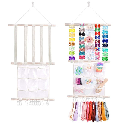 OOSAKU Headbands Holder for Girls, Wall Hanging Organizer with 12 Compartments