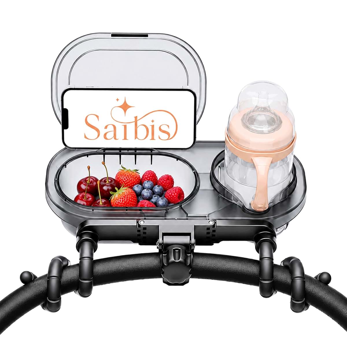 Saibis Universal Stroller Snack Tray With Cup And Phone Holder