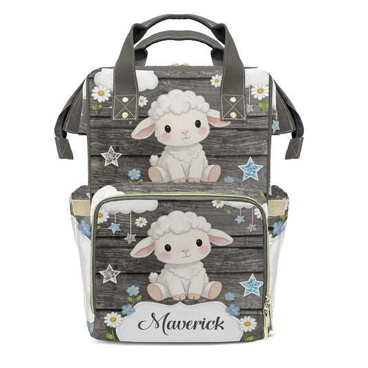 LiSoAkWE Personalized Diaper Bag Woodland Cute Floral Sheep Nursing Baby Bags Nappy Bag with Name Casual Travel Nappy