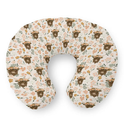 Selgkds Highland Cow Boho Floral Nursing Pillow Cover