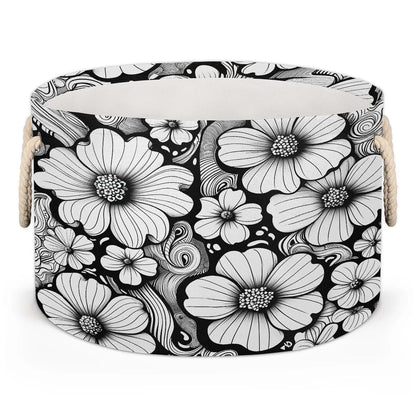 Gumuslen Black White Daisy Storage Basket Bin