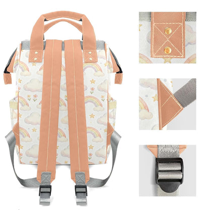 YallLocoMo Personalized Diaper Bag Backpack Name Watercolor Rainbow Star Floral Functional Waterproof Bag: Gift for (photo 4)
