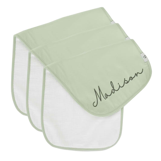 SWaddle AN Personalized Bamboo x Muslin Baby Burp Cloths – Extra Soft, Large Bamboo and Muslin Spit-Up Rags with 3