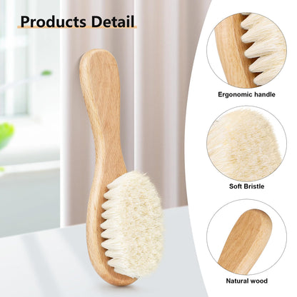 Molylove Baby Hair Brush, Soft Goat Bristles